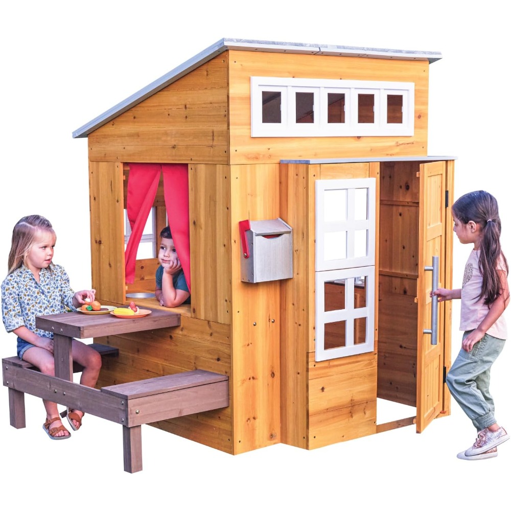 Kids Outdoor Grill Set - Casetta da gioco moderna in legno