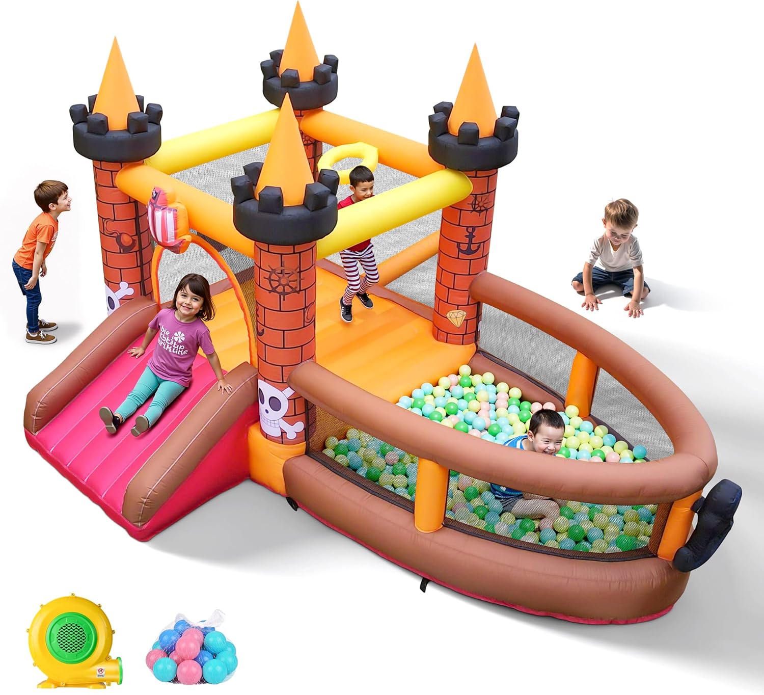 Kids Outdoor Jumping Castle - Castello Gonfiabile per Bambini 3-8 Anni:
