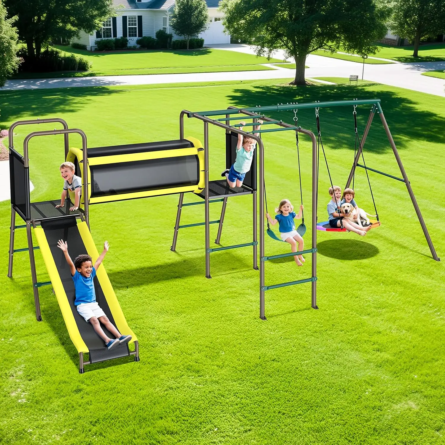 Kids Outdoor Monkey Bar Set - Hapfan Set Altalena da 660 libbre