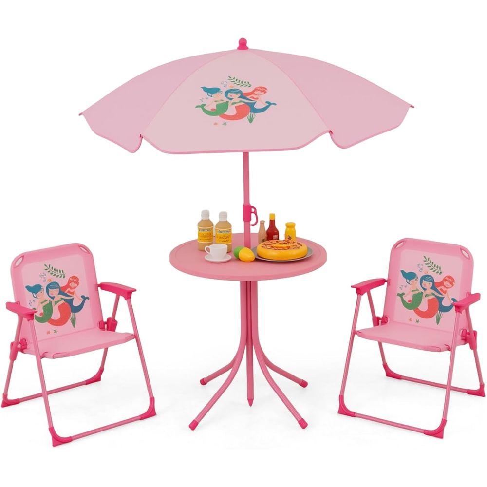 Kids Outdoor Table And Chairs With Umbrella - Tavolo da Picnic per Bambini, Tavolo