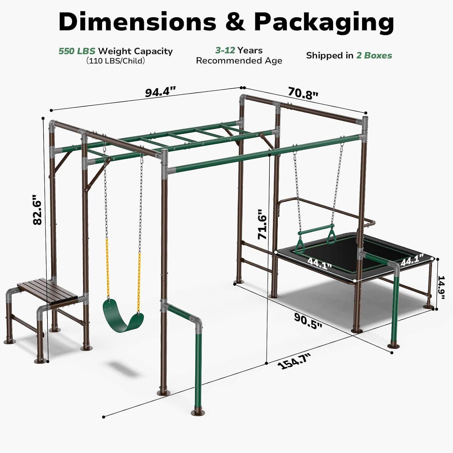 Kids Outdoor Monkey Bar Set - Barre da Arrampicata per Bambini, Parco