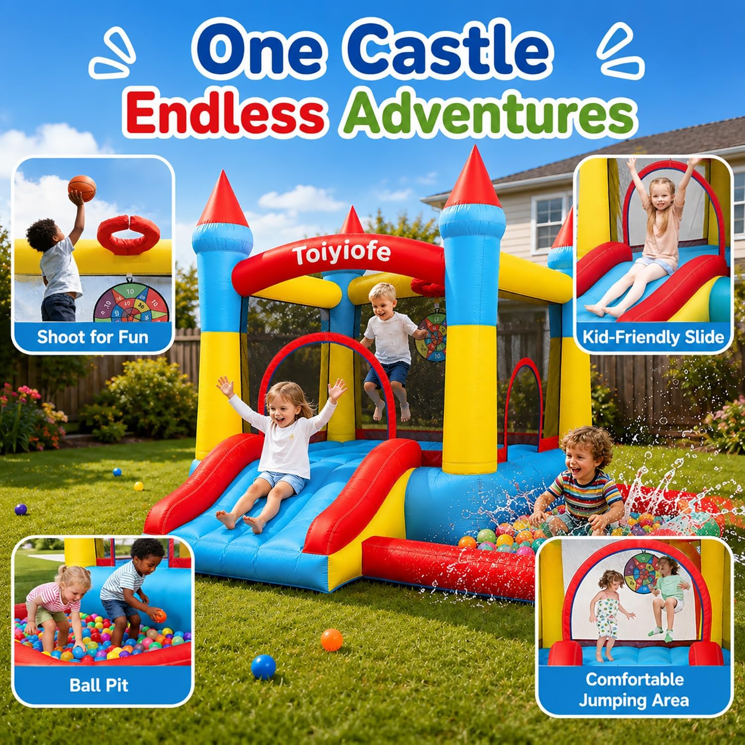 Castello Gonfiabile per Bambin - Kids Outdoor Jumping Castle recensione e prezzo