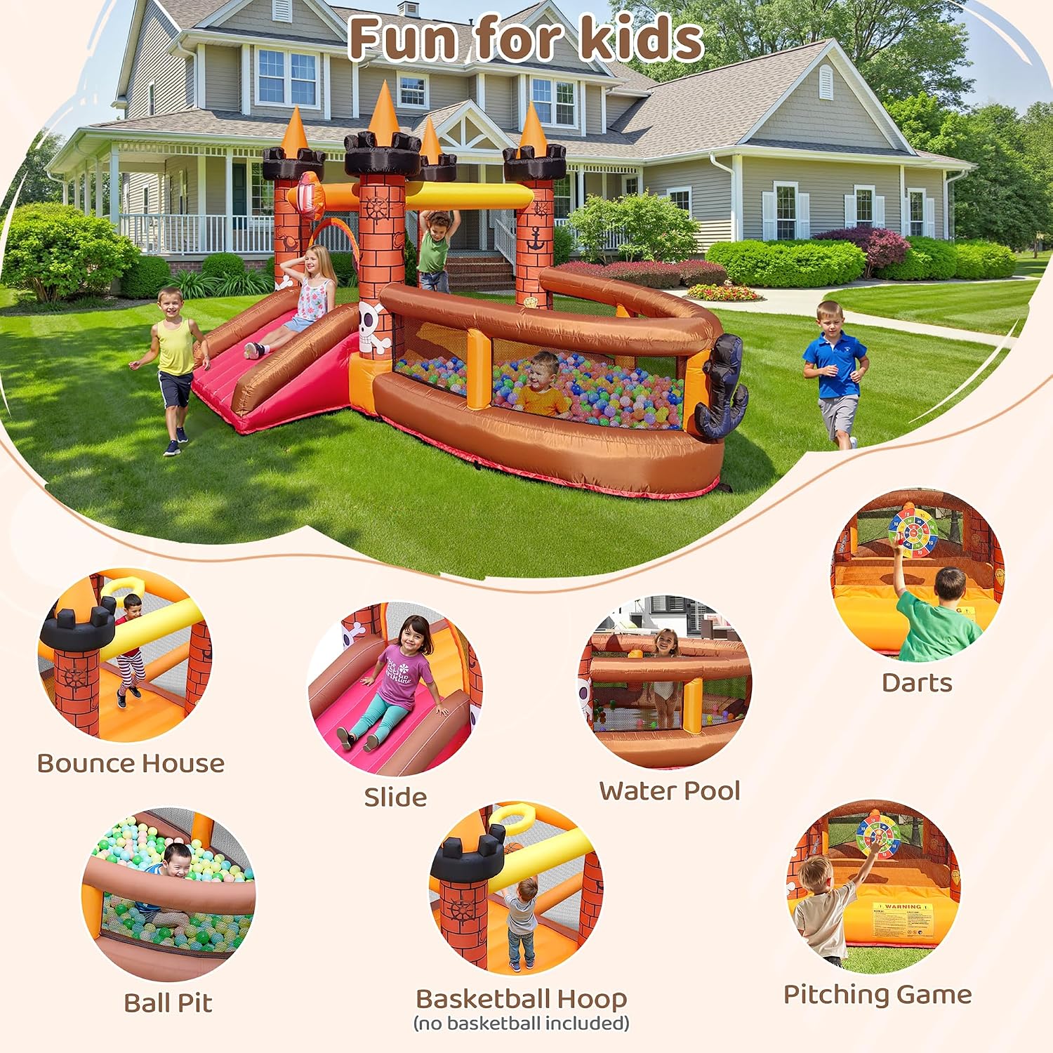 Castello Gonfiabile per Bambin - Kids Outdoor Jumping Castle recensione e prezzo
