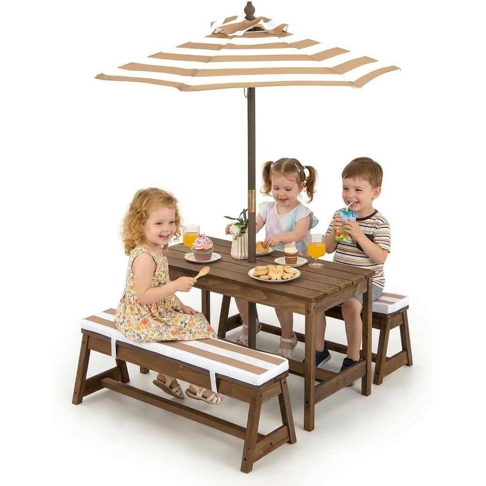 Tavolo da picnic per bambini,  - Kids Outdoor Table And Chairs With Umbrella recensione e prezzo