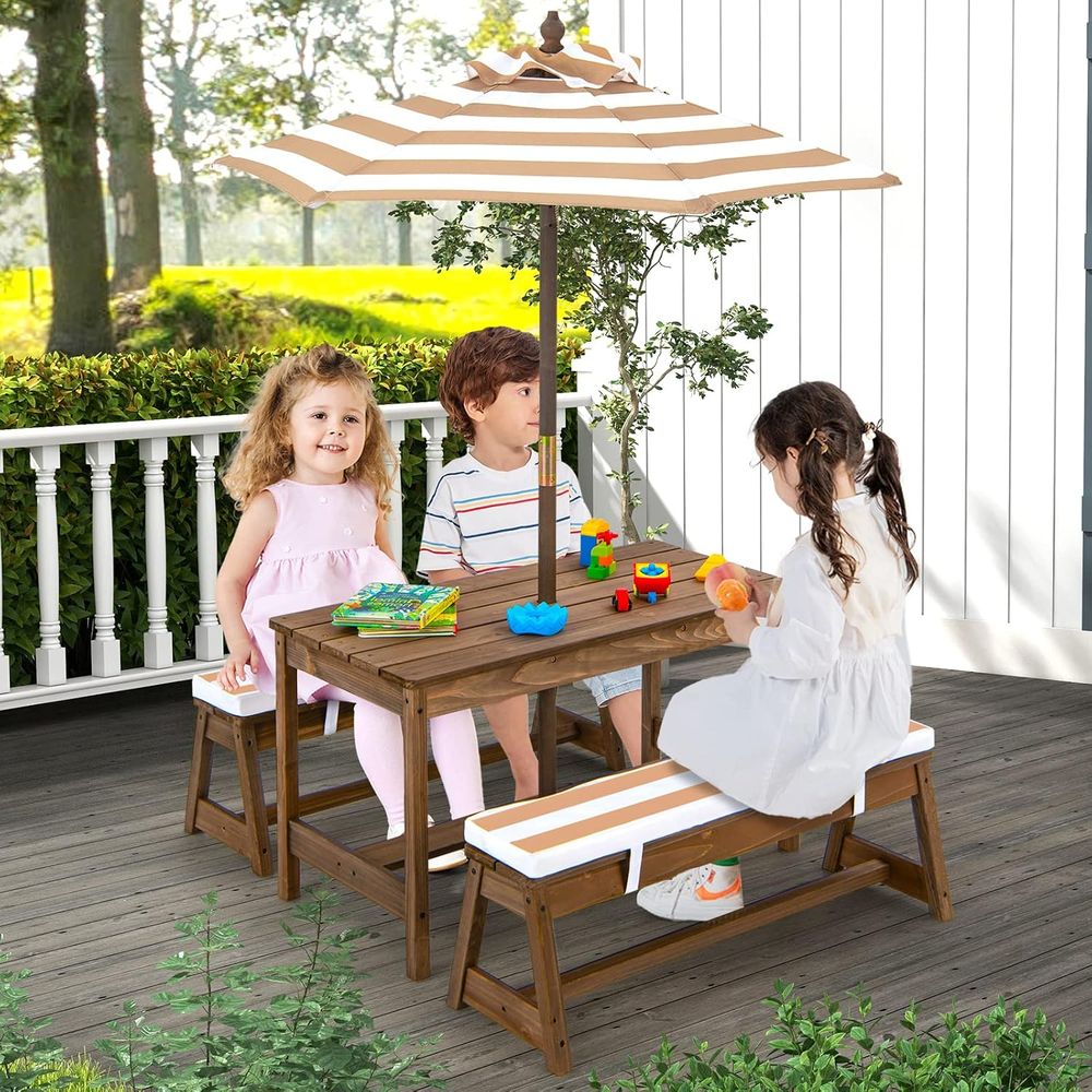 Tavolo da picnic per bambini,  - Kids Outdoor Table And Chairs With Umbrella recensione e prezzo