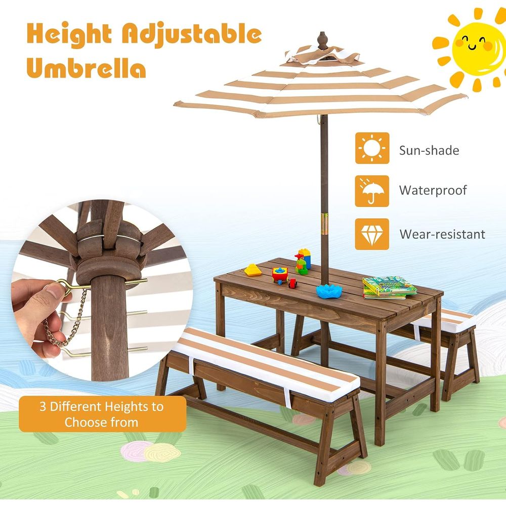 Tavolo da picnic per bambini,  - Kids Outdoor Table And Chairs With Umbrella recensione e prezzo