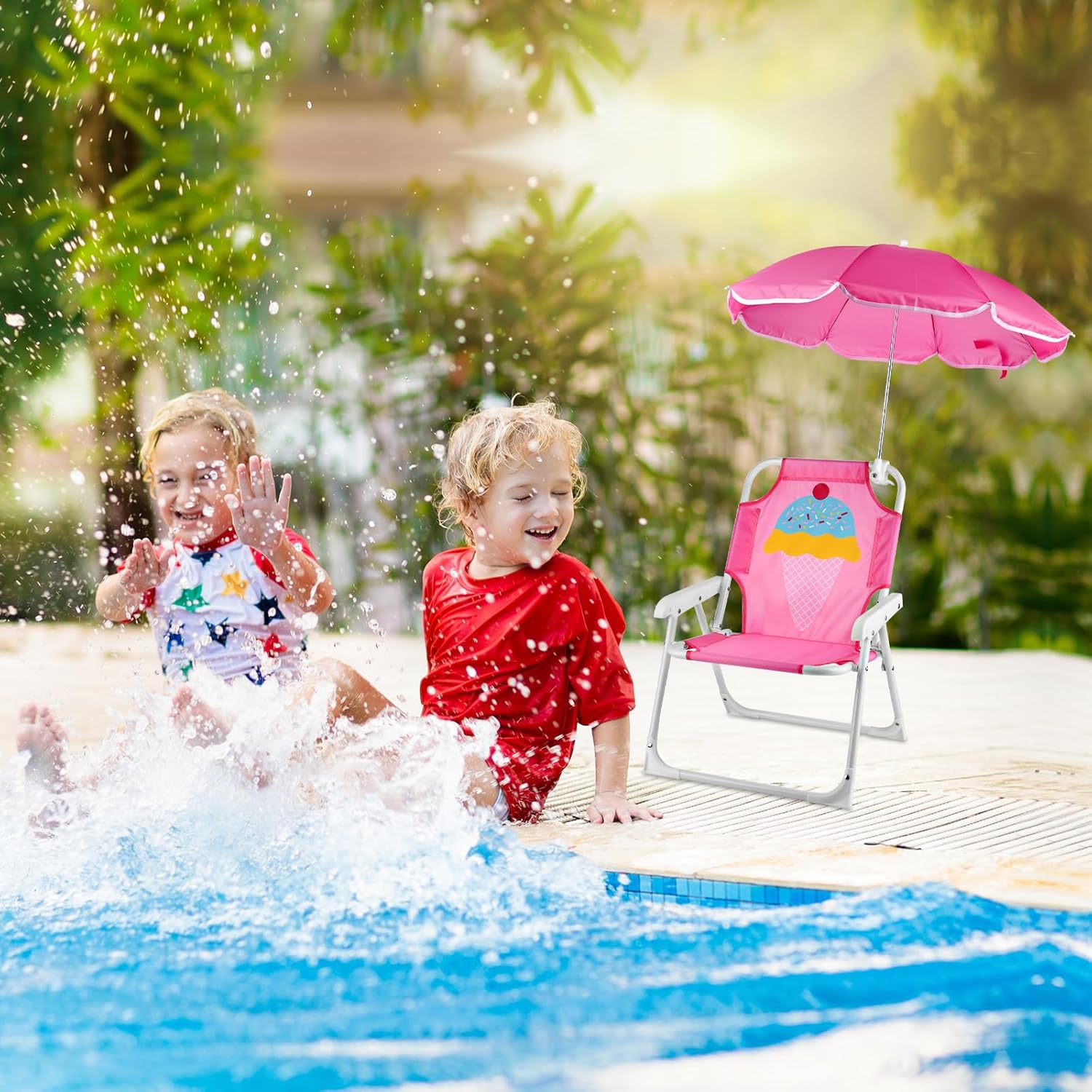 1 set sedia da spiaggia pieghe - Kids Outdoor Umbrella Chair recensione e prezzo
