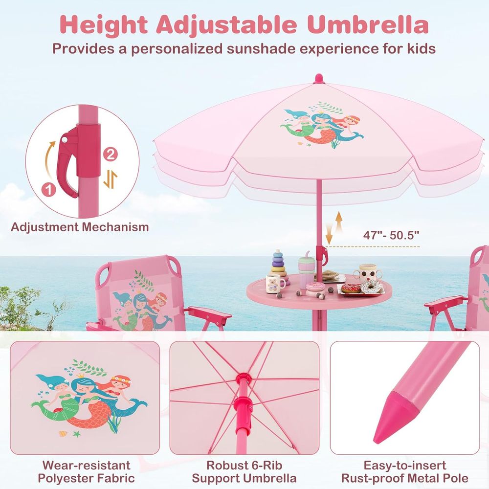 Tavolo da Picnic per Bambini,  - Kids Outdoor Table And Chairs With Umbrella recensione e prezzo