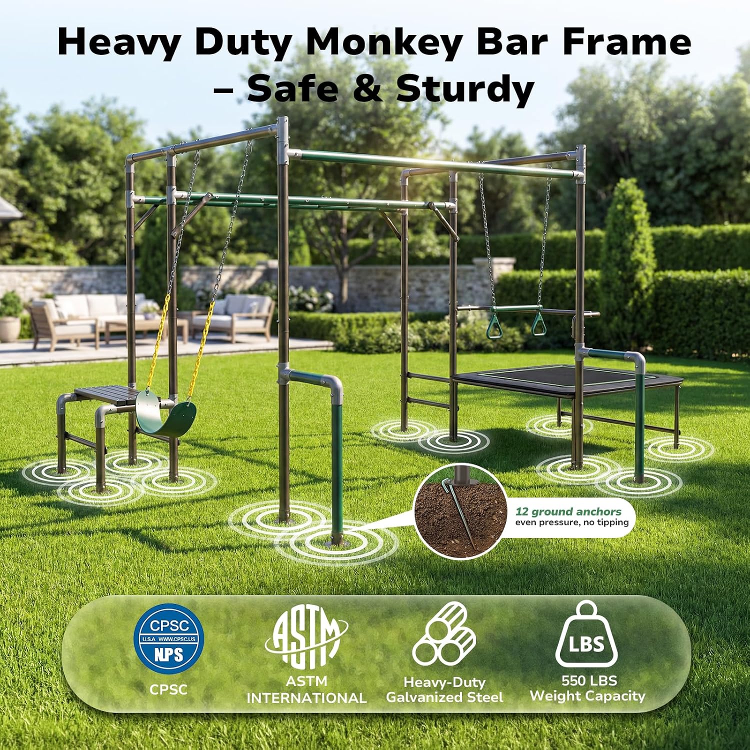 Barre da Arrampicata per Bambi - Kids Outdoor Monkey Bar Set recensione e prezzo
