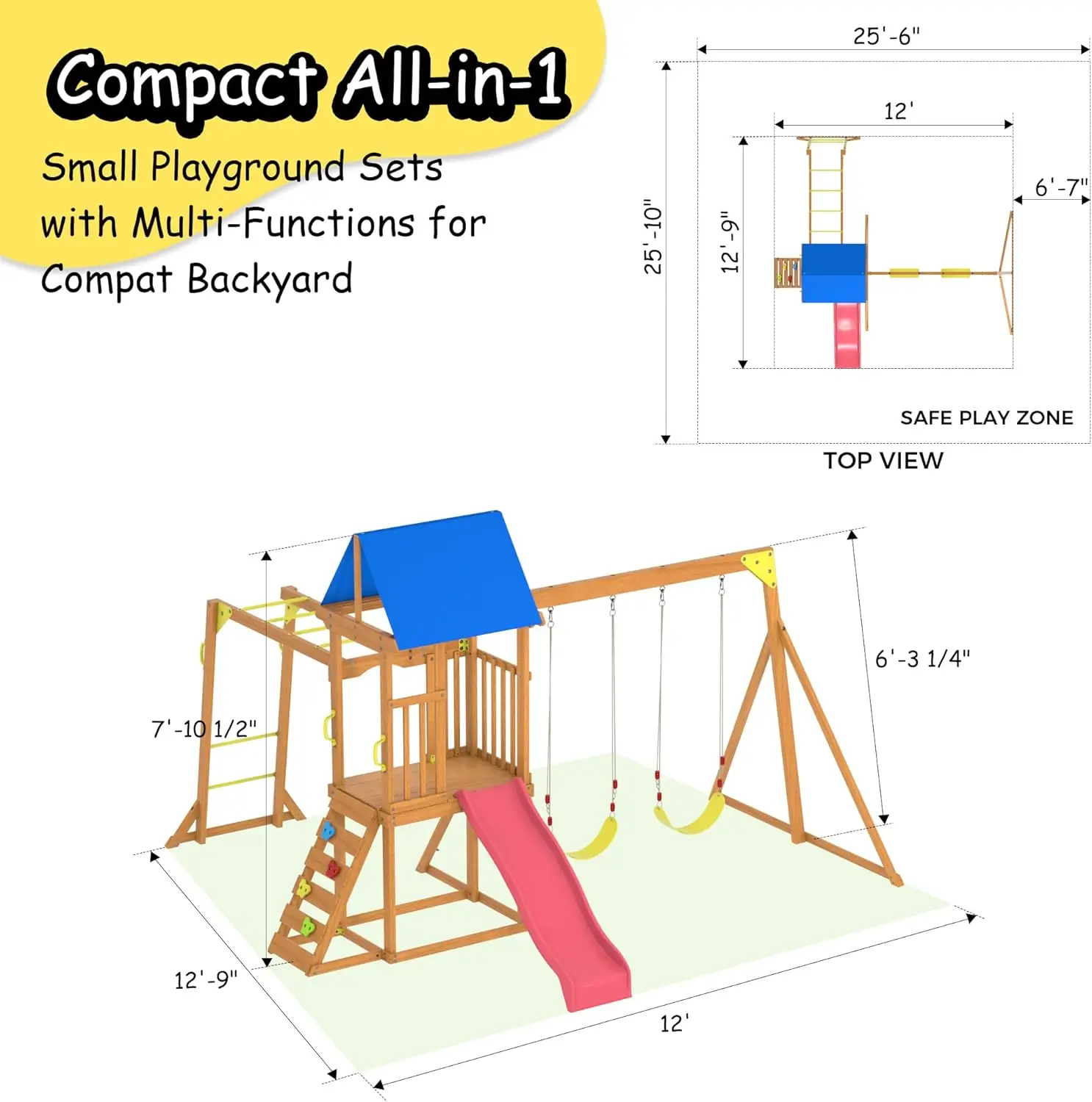 Set Altalena in Legno per Giar - Kids Outdoor Monkey Bar Set recensione e prezzo